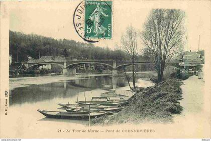 94 - Chennevieres sur Marne - Le Tour de Marne - Pont de Chennevières - Précurseur - CPA - Oblitération de 1908 - Voir S