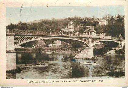 94 - Chennevieres sur Marne - Les bords de la Marne - Le Pont de Chennevières - Animée - Colorisée - CPA - Oblitération