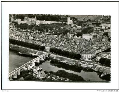 CP - CHINON (37) vue aérienne sur la vienne le pont la ville le chateau