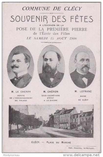 Calvados :  CLECY , Clécy :  vue,souvenir  des  fêtes  1908