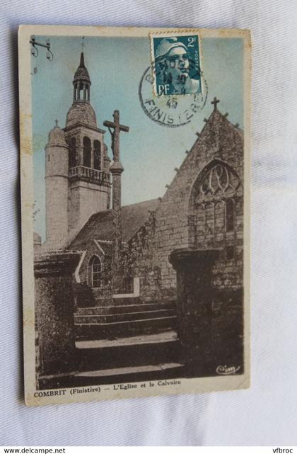 Cpa 1945, Combrit, l'église et le calvaire, Finistère 29