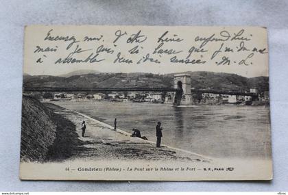 Cpa 1933, Condrieu, le pont sur le Rhône et le port, Rhône 69