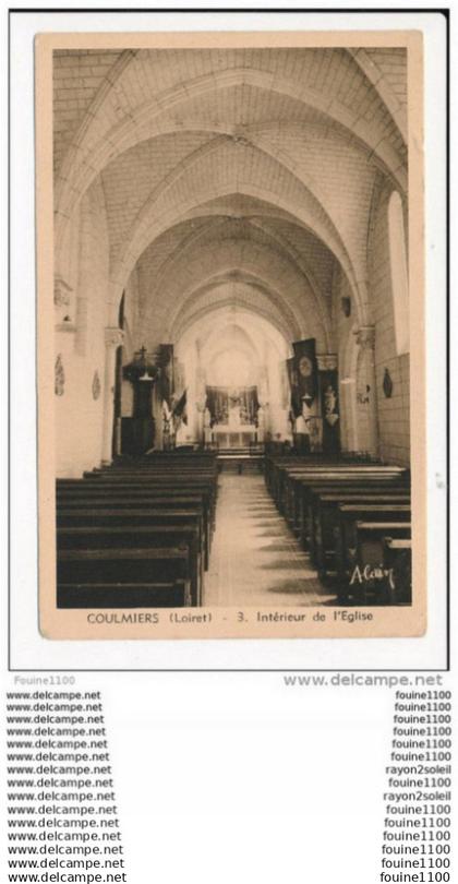 carte de coulmiers  intérieur de l' église  ( recto verso )