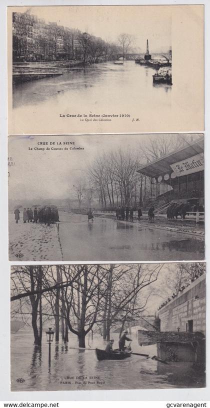 3 CARTES  LA CRUE DE LA SEINE  JAVIER 1910