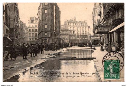 Paris - Crue de la Seine - Inondations de 1910 - Rue Lagrange