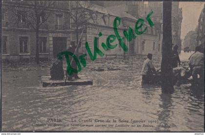 PARIS, große Überschwemmung, Hochwasser von 1910, Boulevard Saint-Germain, um 1910