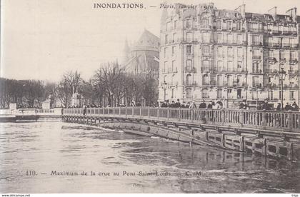 Paris (Inondations de Janvier 1910) - Maximum de la Crue au Pont Saint Louis