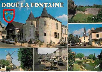 49 - Doué la Fontaine - Multivues - Blasons - Automobiles - Flamme Postale de sos amitié La Seyne sur Mer - CPM - Voir S