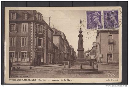 19 - Eygurande-Merlines (corrèze)  - Avenue de la Gare - café J. Bodeveix