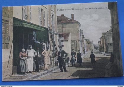 Flins-sur-Seine [78] Yvelines rue de Maule CPA Carte Postale colorisée repro