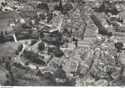 CPSM Florac Vue générale aérienne Le Château Quartier du Centre