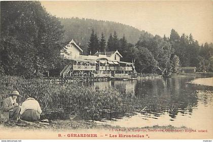 - vosges -ref-A426- gerardmer - " les hirondelles " - cafe restaurant - cafes - restaurants - carte bon etat -