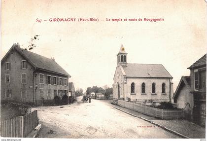 Carte POSTALE Ancienne de GIROMAGNY - Temple & Route de ROUGEGOUTTE