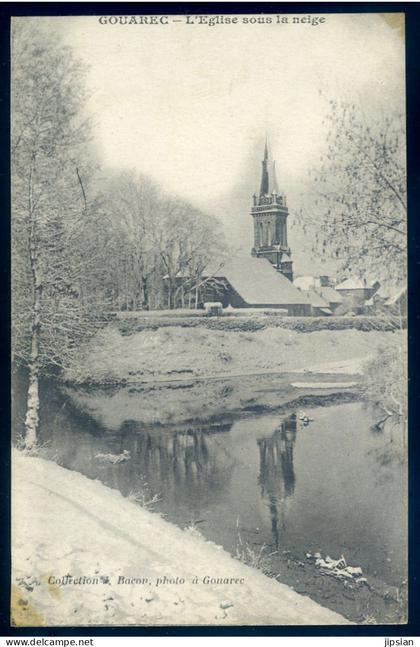 cpa du 22 Gouarec -- l' église sous la Neige   STEP71