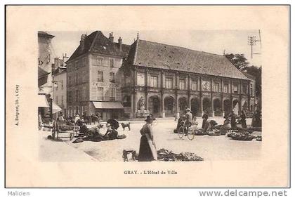 REF MLA RD NO 800- HAUTE SAONE - gray - l hotel de ville et le marché - bon etat