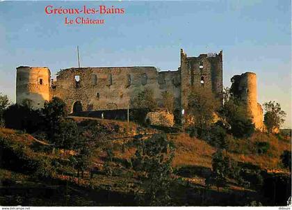 04 - Gréoux les Bains - Le Château des Templiers - Coucher de Soleil - Flamme Postale de Gréoux les Bains - CPM - Voir S