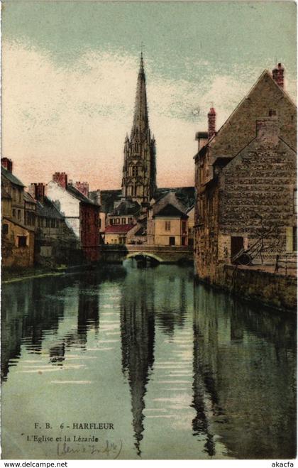 CPA Harfleur L'Eglise et la Lézarde (993019)