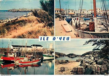 85 - Ile d'Yeu - Multivues - Bateaux - Casiers à homards - Moutons - Flamme Postale de l'Ile d'Yeu - CPM - Voir Scans Re