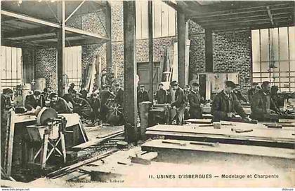 62 - Isbergues - Usines d'Isbergues - Modelage et Charpente - Animé - Ecrite en 1915 - CPA - Voir Scans Recto-Verso