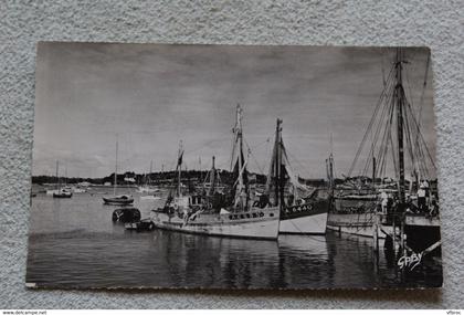 Cpsm 1961, la Trinité sur mer, chalutiers au port, Morbihan 56