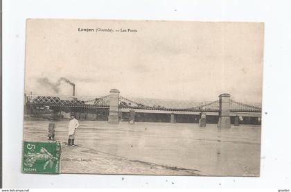 LANGON (GIRONDE) LES PONTS (TRAIN CIRCULANT) 1913