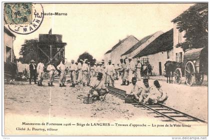 CARTE POSTALE ANCIENNE DE LANGRES -   LA POSE DE LA VOIE FERREE   SIEGE DE LANGRES