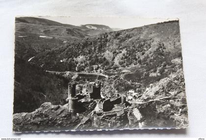 Cpm, en avion au dessus de le Bleymard, le Tounel et son vieux château, Lozère 48