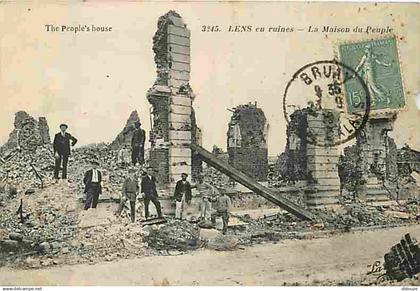 62 - Lens - Lens en ruines - La Maison du Peuple - Ecrite en 1919 - CPA - Voir Scans Recto-Verso