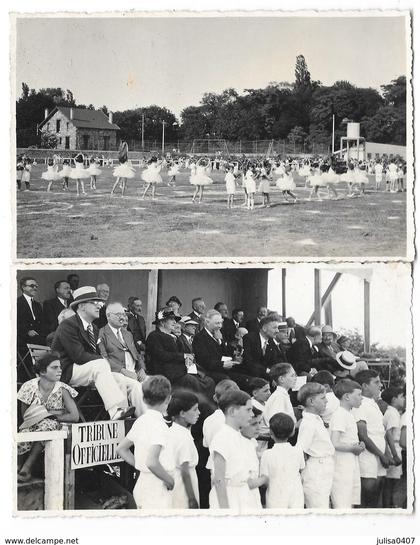 LES MUREAUX ? (78) ensemble de deux cartes photo stade tribunes fete belles animations