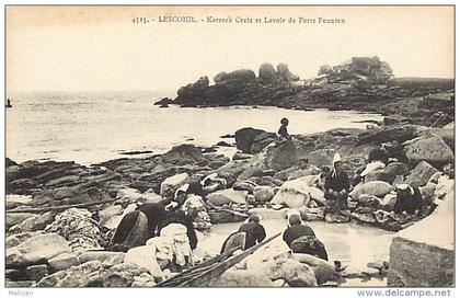 - finistere - ref- D244 - lesconil -  karreck creiz et lavoir de portz feuten - lavoirs - laveuses -  carte bon etat -