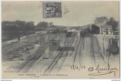 33 - Libourne - La Gare et la Passerelle - Trains