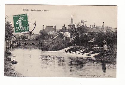 CARTE  1905 LOUE - LES BORDS DE LA VEGRE