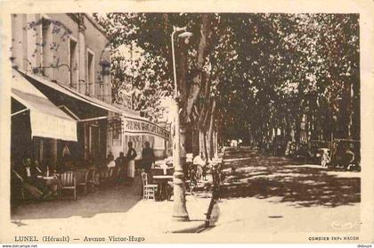 34 - Lunel - Avenue Victor-Hugo - Animée - CPA - Oblitération ronde de 1942 - Voir Scans Recto-Verso