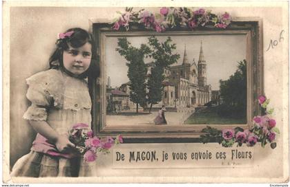 CPA Carte Postale  France- Macon - De Macon je vous envoie ces fleurs 1933 VM45690