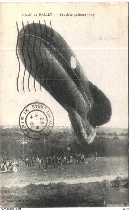 Carte Postale Ancienne - MAILLY LE CAMP-Saucisse quittant le sol