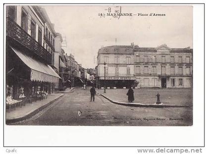 carte 1910 MARMANDE / place d'armes (café des sports)