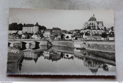 Cpsm, Mayenne, les bords de la Mayenne, l'église Notre Dame et le château, Mayenne 53