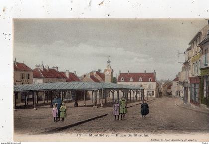 MONTLHERY PLACE DU MARCHE ( CARTE COLORISEE )