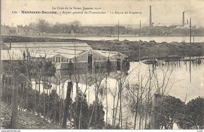 CPA Nanterre-Bezons La crue de la Seine en 1910 Digue de Nanterre