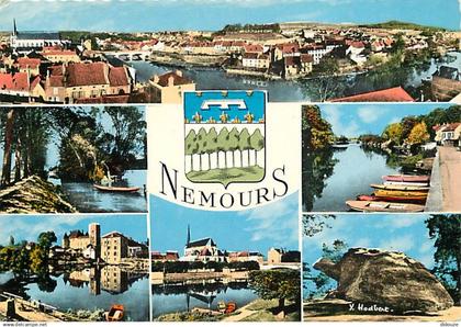 77 - Nemours - Multivues - Blasons - Flamme Postale de Nemours - CPM - Voir Scans Recto-Verso