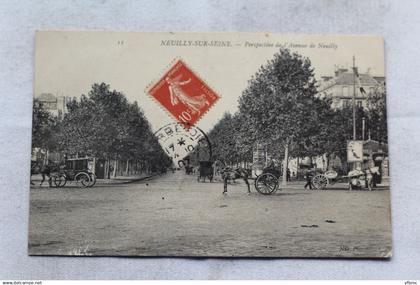 Cpa 1907, Neuilly sur Seine, perspective de l'avenue de Neuilly, Hauts de Seine 92