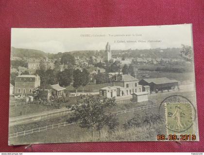 CPA - Orbec - Vue générale avec la Gare