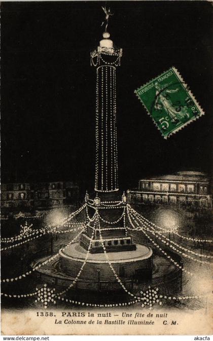 CPA Paris 11e Paris-La nuit, Une féte de nuit, la Colonne de la Bastille(313653)