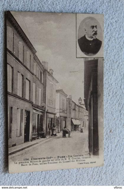 Cpa 1916, Pons, rue Gambetta, Charente maritime 17