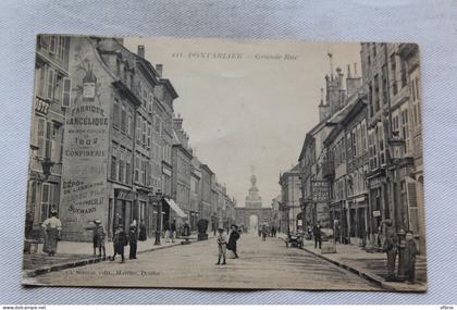 Cpa 1928, Pontarlier, grande rue, Doubs 25