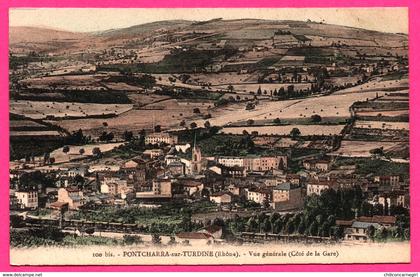 Pontcharra sur Turdine - Vue Générale - Côté de la Gare - Colorisée - 1913