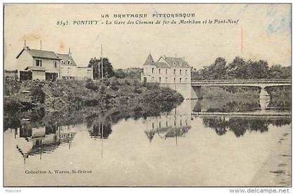 - morbihan - ref-C865- pontivy - gare des chemins de fer du morbihan - gares  -