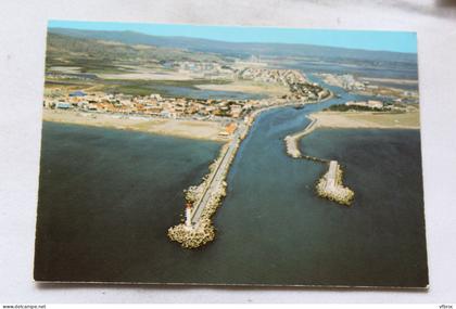 Cpm, Port la Nouvelle, vue aérienne de l'entrée du port, Aude 11