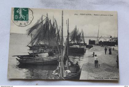 Cpa 1912, Port Louis, bateaux pêcheurs à quai, Morbihan 56