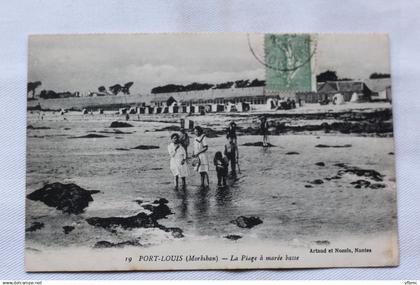 Port Louis, la plage à marée basse, Morbihan 56